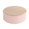licht roze blik met houten deksel