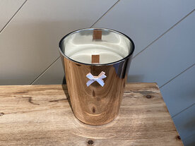 large kaars met houten wiek v-shape