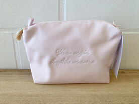 roze lederlook toilettas