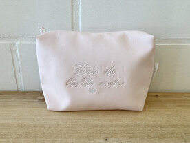 roze lederlook toilettas