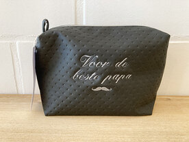 zwarte lederlook toilettas