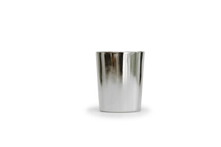 Mini kaars zilver met houten wiek glas
