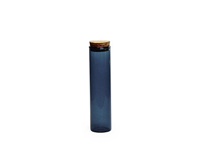 rond transparant tube met kurk deksel silver blue blauw