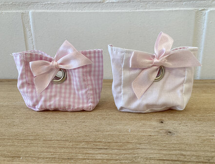 zakje vichy roze met ring