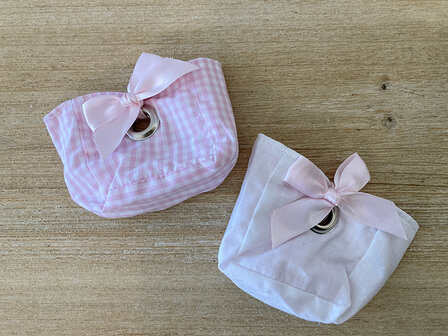 zakje vichy roze met ring