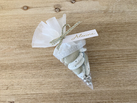 puntzak transparant met witte tulle