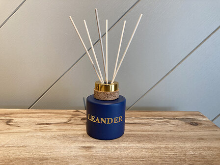 geurflesje marine rond met goud dop