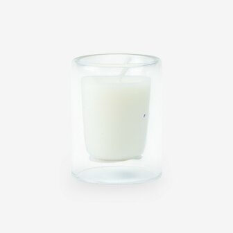 transparant dubbelwandig glaasje met witte kaars