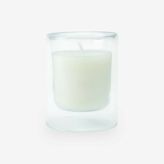 transparant in wit dubbelwandig glas met kaars