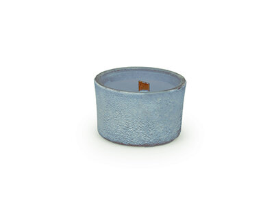 mini geurkaars blauw met steeneffect