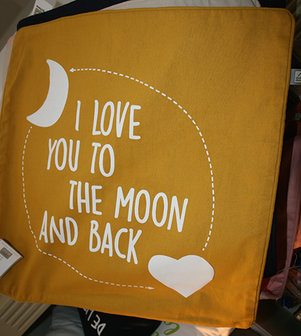 kussen gepersonaliseerd I love you to the moon and backt