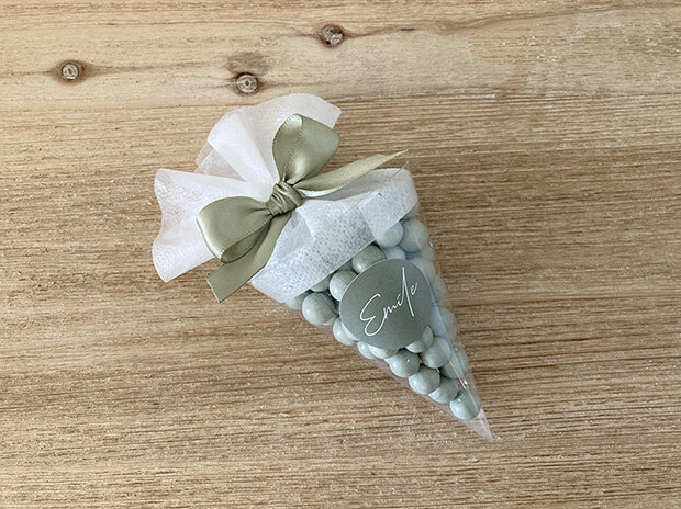 puntzak transparant met witte tulle