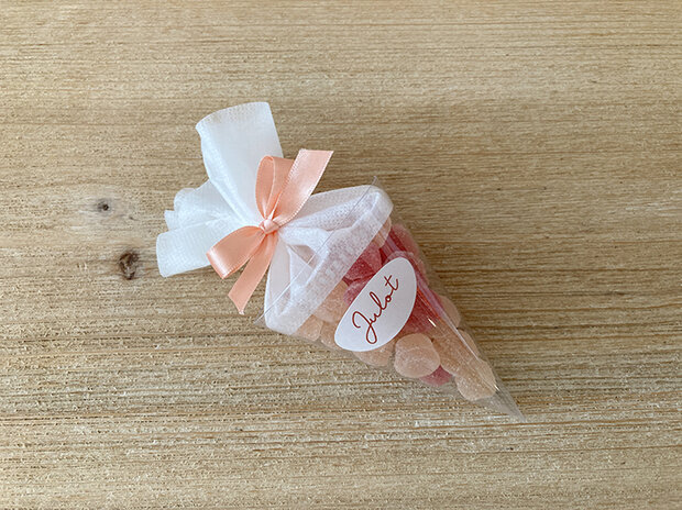 puntzak transparant met witte tulle