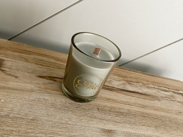 kaarsje cotton met goud naamsticker