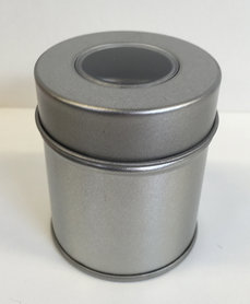 Blikje hoog met kijkvenster - zilver
