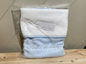 'Ssst...ik slaap!' winterdeken losange - blauw
