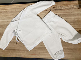 Babypakje velour tweedelig - wit