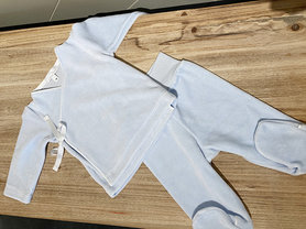 Babypakje velour tweedelig - blauw