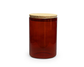 Bokaal rond in glas met kurk large - terra