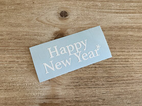 Vinyl kleeftekst glossy "Happy New Year" - wit