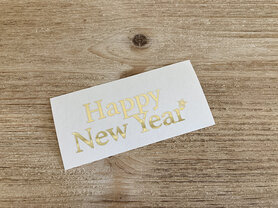 Vinyl kleeftekst glossy "Happy New Year" - spiegelgoud