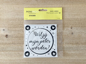 Vierkante sticker - wil je mijn peter worden