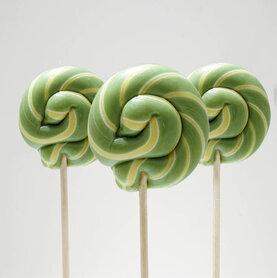 Artisanale swirllolly - groen fijn goud