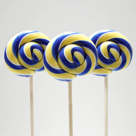 Artisanale swirllolly - koningsblauw en goud