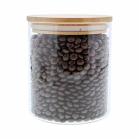 Bokaal rond in glas met houten deksel 0,9L - transparant