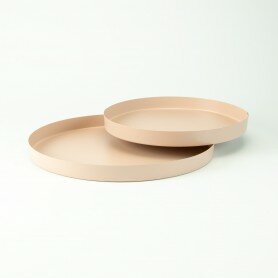 Metalen rond dienblad tweedelig - blush