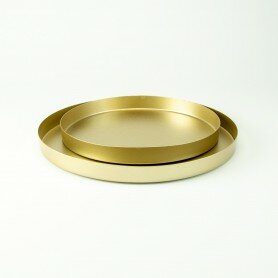 Metalen rond dienblad tweedelig - goud