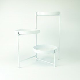 Metalen staander met 3 ronde niveaus - wit