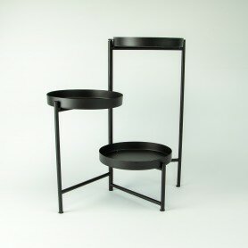 Metalen staander met 3 ronde niveaus - zwart
