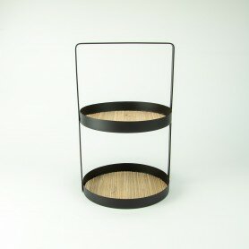Metalen etagère met riet - zwart