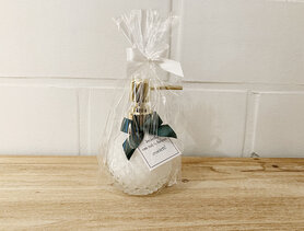 Zeepdispenser bol in glas 200 ml incl. vulling en personalisatie