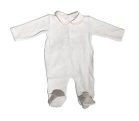 Pyjama velour wit met serpentine kraag - roze