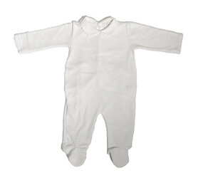 Pyjama velour wit met serpentine kraag - wit