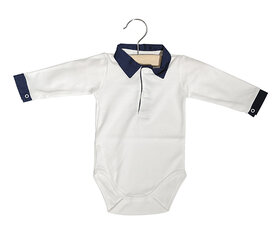 Body hemdje wit met kraag - marine