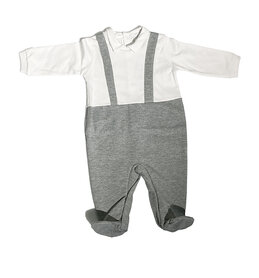 Babypakje met bretellen - grijs