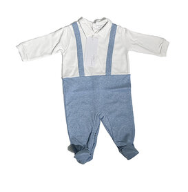 Babypakje met bretellen - blauw