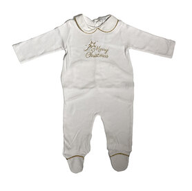 Pyjama 'Merry Christmas' goud 2 - wit