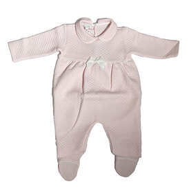 Pyjama losange met wit biesje en strik - roze