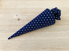 Puntzak in stof - marine met witte bol