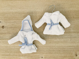 Badjasje wit met bies - vichy blauw