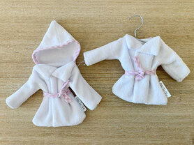 Badjasje wit met bies - vichy roze