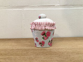 Cupcake doosje in stof - rosaline print