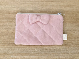 Portemonnee met strik in t-shirt stof -  roze