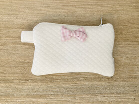 Portemonnee met strik vichy roze in losange stof - wit
