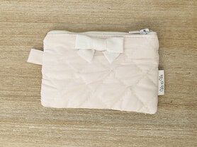 Portemonnee met witte strik in stof - lichtroze