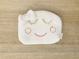 Portemonnee in stof met gezichtje - wit